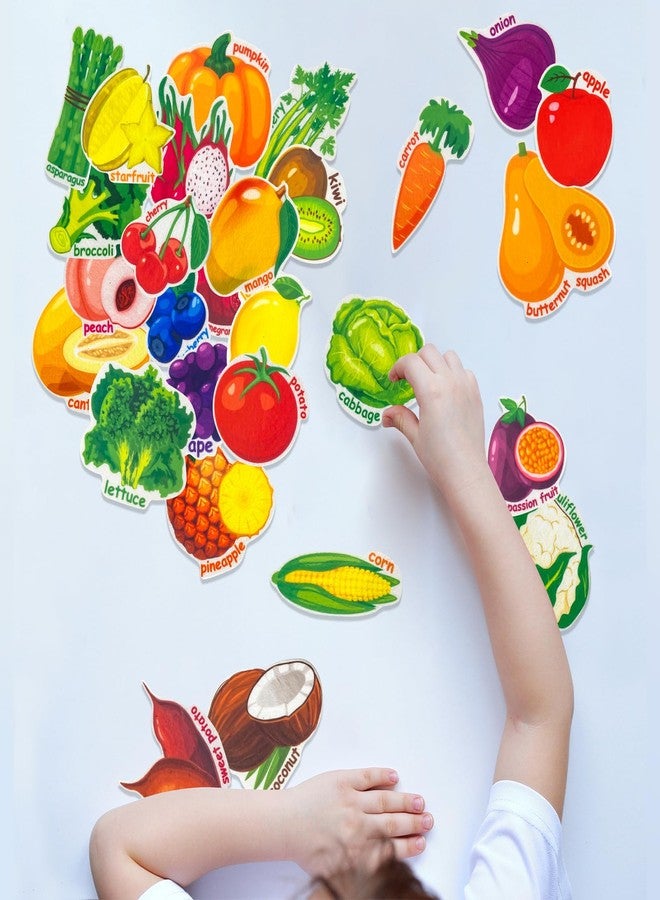 PENGFULL Large Size Felt Fruits and Vegetables ,25 Fruits 25 Vegetables Felt Flannel Board Pieces , Learning Resources Toy for Kindergarten Kids Toddlers 3 4 5 Year Old - Image 4